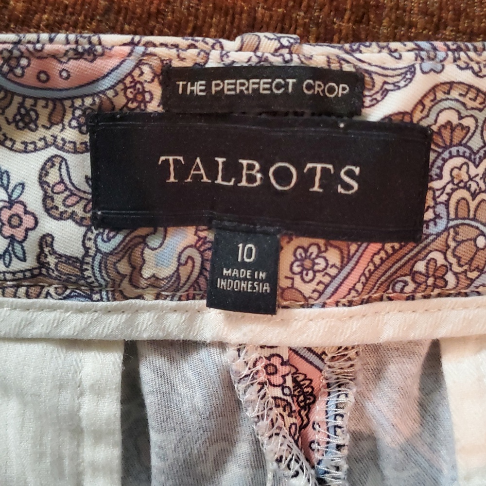 Talbots Paisley Crop Pants Size 10 Perfect Crop Stretch Ankle Pants - Picture 3 of 4